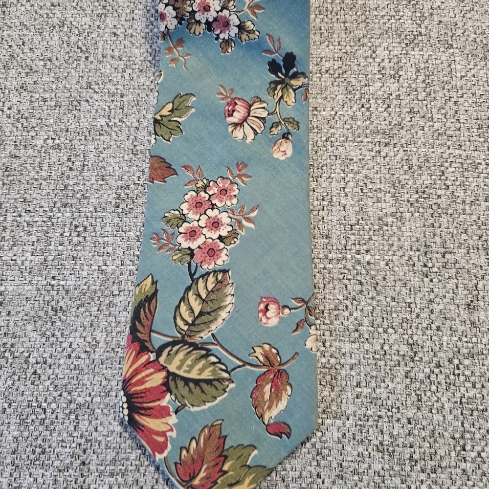 STEVE SCHEINER Vintage MADE IN U.S.A. Multicolor Floral Cotton Tie Grandpa Core